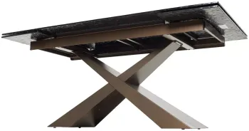Стол M-City Arkell 180 GREY, стекло BUBBLE/ Шоколадное золото каркас