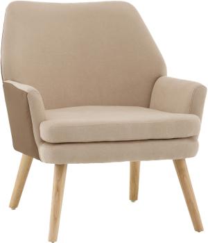 Бежевый с коричневой экокожей, деревянные ножки