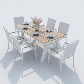 Каркас белый / стол поливуд 180 / текстилен белый