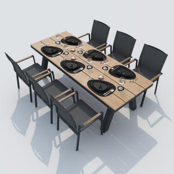 Каркас карбон / стол поливуд 220 / текстилен серый