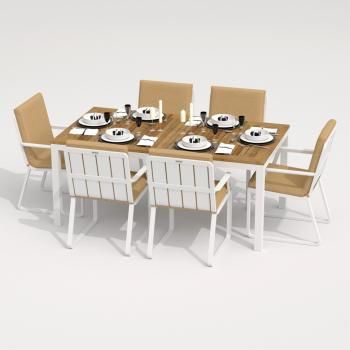 Каркас белый / стол тик 180 / ткань бежевая