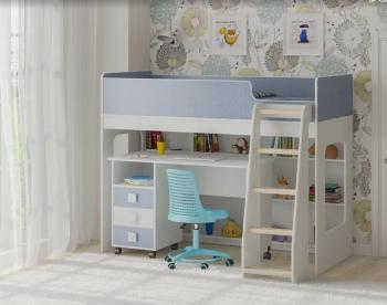 Белый/лен голубой