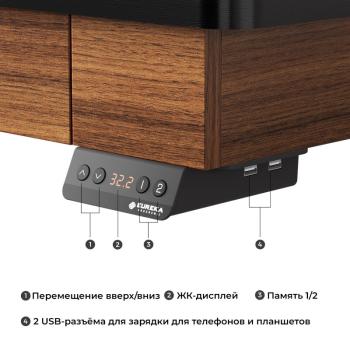 Стол для компьютера c электрической регулировкой по высоте и 2 ящиками EUREKA ERK-ED-I55-WN