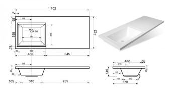 Тумба Style Line Даллас 110 Люкс Plus + Умывальник ESTETUS Даллас 1100*480 левый