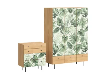 Ножки металлические, Корпус - Робиния Брэнсон, Фасад - Принт Monstera