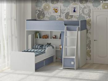 Белый/лен голубой