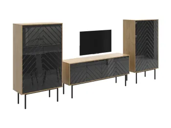 Фасад - Стекло черное RAL9005, Корпус - Дуб Корбридж