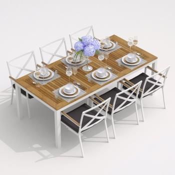 Обеденная группа Ideal Patio TELLA FESTA - стол тик 220/каркас белый