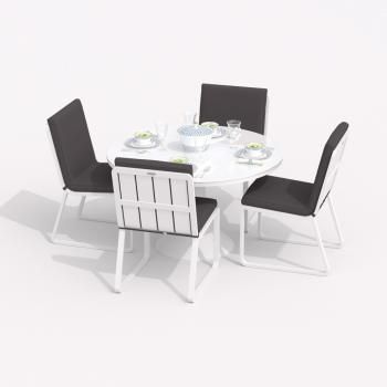 Каркас белый / стол стекло диа 110 / ткань антрацит