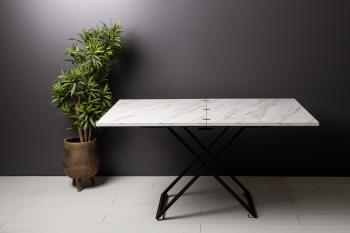 Стол-трансформер Levmar Compact D95/S53 Белый мрамор/Черный