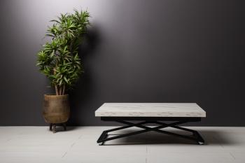 Стол-трансформер Levmar Compact D95/S53 Белый мрамор/Черный