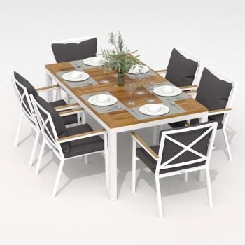Обеденная группа Ideal Patio TELLA FESTA plus - стол тик 180/каркас белый
