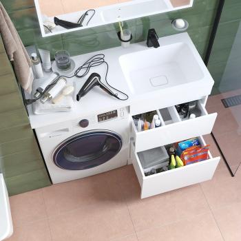 Тумба с умывальником напольная для стиральной машины с ящиками IDDIS Optima Home 120 см правая