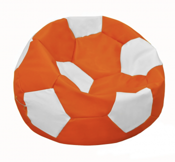 Кресло-мешок Позитиф мяч оранжево-белый (экокожа)