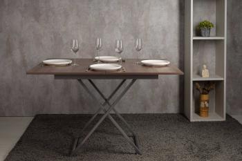 Стол-трансформер Левмар Apollo D69/S59 дуб шамони темный/серебро