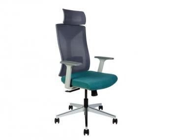 серая сетка / морская волна ткань / серый пластик / хром крестовина