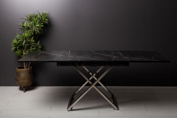 Стол-трансформер Левмар Cross D97/S79 Черный мрамор/Нержавеющая сталь