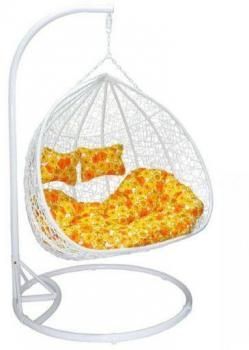 Белый с оранжевым цветочным узором