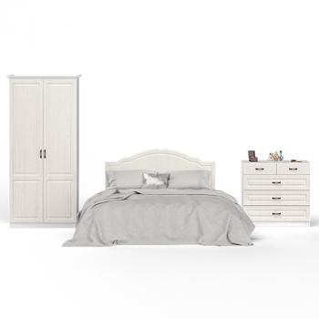 Спальня Mobi Ливерпуль № 4 Кровать 11.08 + Шкаф 13.134.01 + карниз 1000С + Комод 10.103