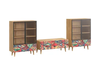 Ножки бук, Фасад - Стекло/Принт Mexico, Корпус - Робиния Брэнсон