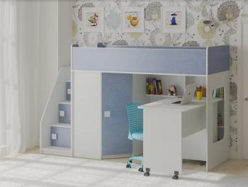 Белый/лен голубой