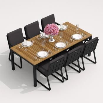 Обеденная группа Ideal Patio TELLA ALBA - стол тик 200/каркас карбон