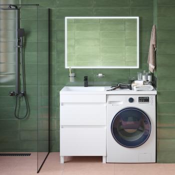 Тумба с умывальником напольная для стиральной машины с ящиками IDDIS Optima Home 120 см левая