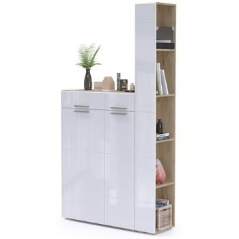 Дуб крафт серый/фасады МДФ белый глянец