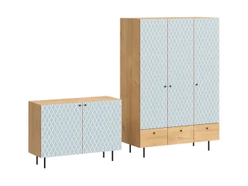 Ножки металлические, Фасад - Принт Leaf, Корпус - Робиния Брэнсон