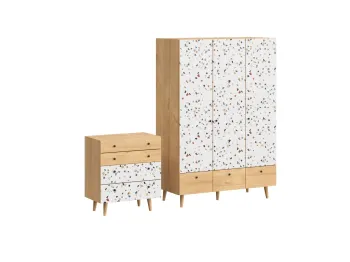 Корпус - Робиния Брэнсон, Фасад - Принт Marble, Ножки бук