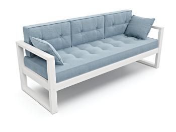 Белая эмаль/Рогожка голубая