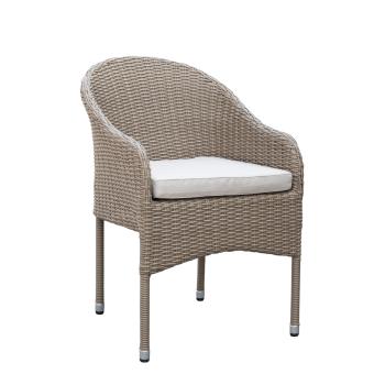 Каркас серый/Ротанг серо-бежевый/Подушка светло-серая