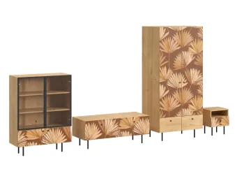 Ножки металлические, Корпус - Робиния Брэнсон, Фасад - Стекло/Принт Palm