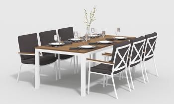 каркас белый/подушки антрацит/столешница тик