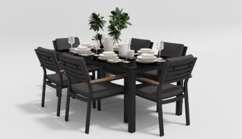 каркас темно-серый карбон/подушки антрацит/столешница черная глянцевая