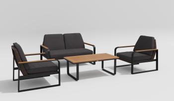 каркас темно - серый карбон / темно - коричневый ротанг / подушки антрацит