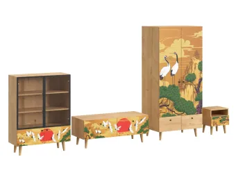 Корпус - Робиния Брэнсон, Фасад - Стекло/Принт Sunrise, Ножки бук