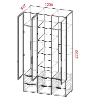 Шкаф тредверный Атлант Харди со стеклом