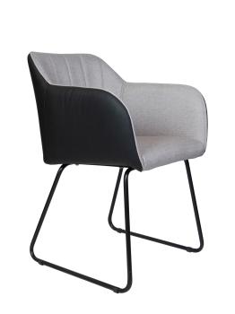 Серая ткань/Черная экокожа