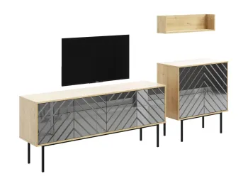 Фасад - зеркало серое, Корпус - Дуб Корбридж