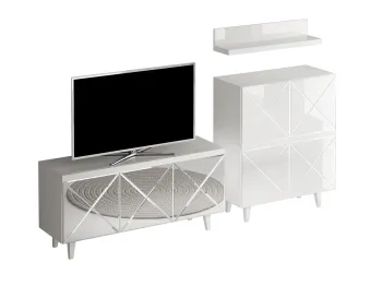 Корпус - Белый, Фасад - Стекло белое/Зеркальный