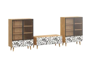 Ножки бук, Фасад - Стекло/Принт Floral, Корпус - Робиния Брэнсон