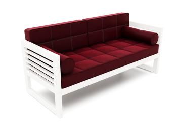 Белая эмаль/Велюр бордовый