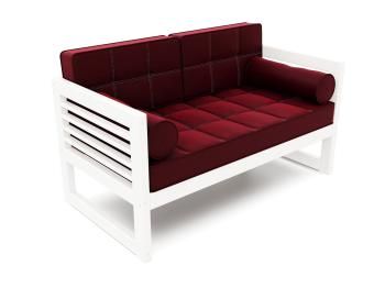 Белая эмаль/Велюр бордовый