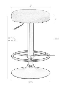 Табурет барный DOBRIN TEDDY BLACK белый букле 13