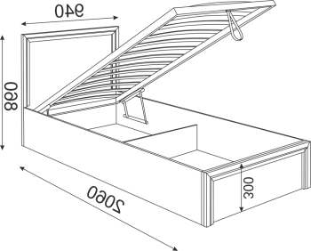Кровать с подъемным механизмом 900*2000 Ника М22 Остин