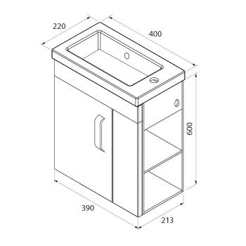 Тумба с умывальником подвесная IDDIS Torr 40 см полки справа
