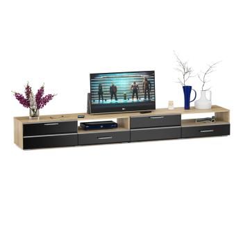 Корпус Дуб Сонома/Фасады Мдф Чёрный Глянец