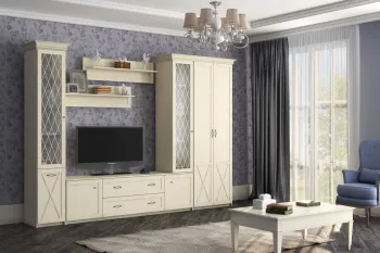 Шкаф однодверный Атлант Бэль со стеклом + карнизы 402/424