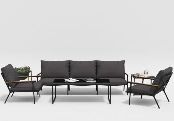 каркас темно-серый карбон/подушки антрацит/столешница черная глянцевая